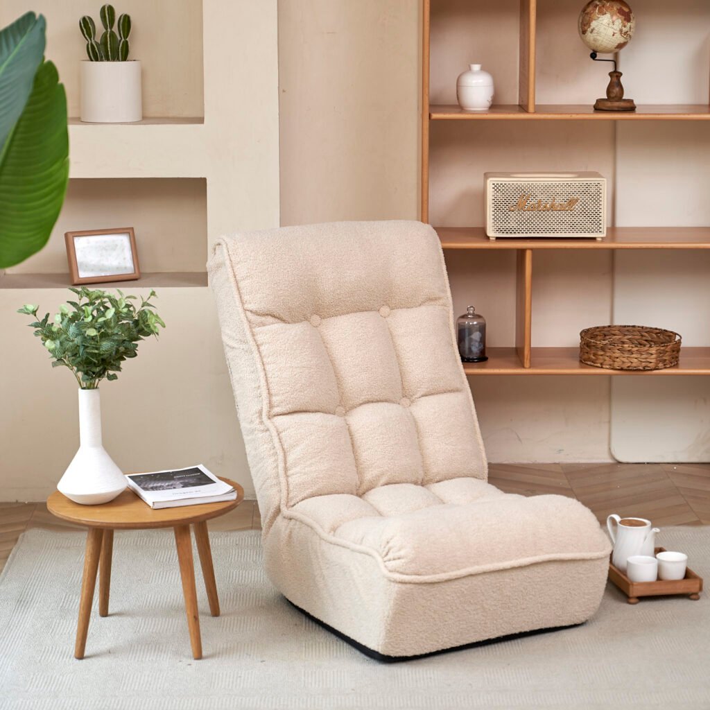 Japanese Reclining Lounge Chair — Sofá Individual Ajustável em Estilo Tatami para Sala, Quarto e Varanda