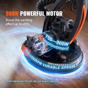 Lixadora de Drywall 900W – Motor Brushless, Velocidade Variável 800–1800 RPM, Sistema de Auto-Sucção - Image 2