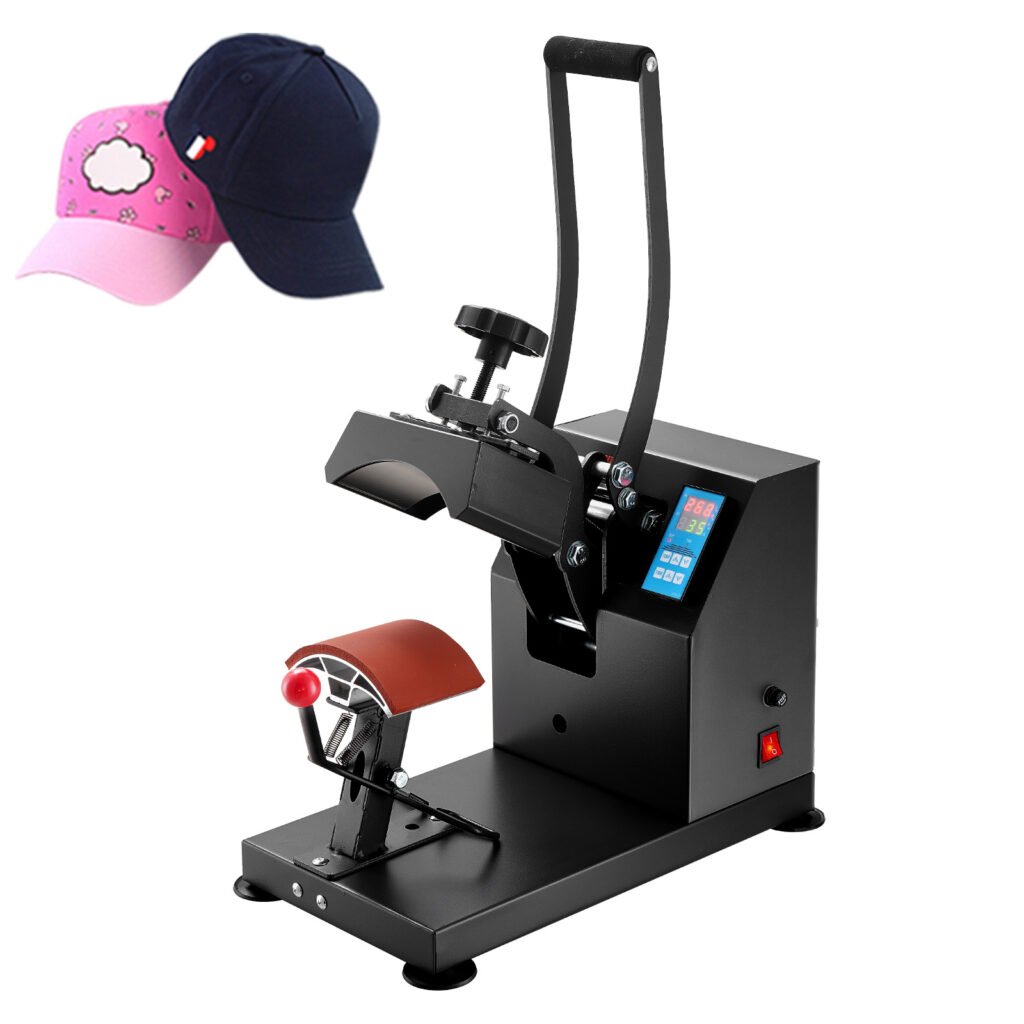 Heat Press Curva 6×3.75” – Prensa para Bonés, Estrutura em Aço, Clamshell, LCD Digital