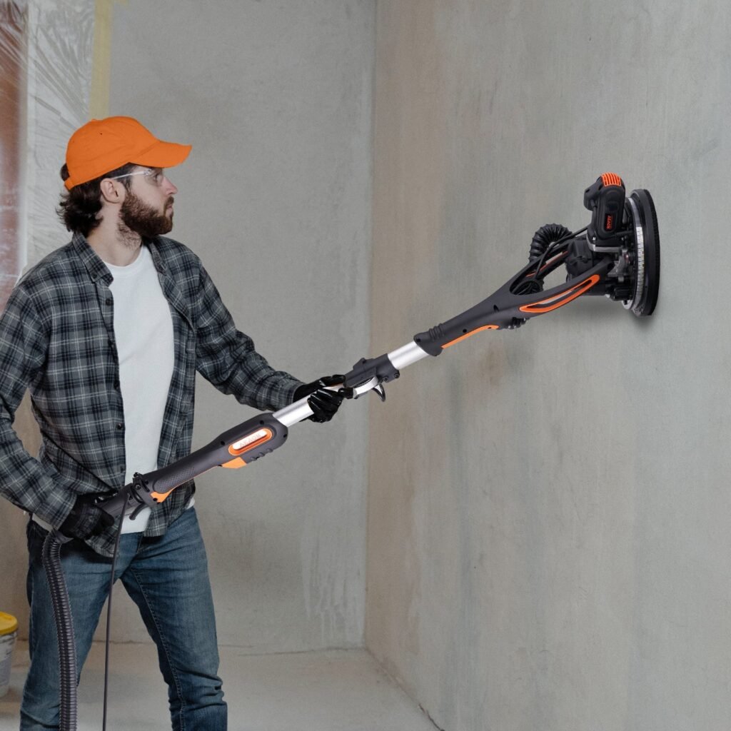 Lixadora de Drywall 900W – Motor Brushless, Velocidade Variável 800–1800 RPM, Sistema de Auto-Sucção
