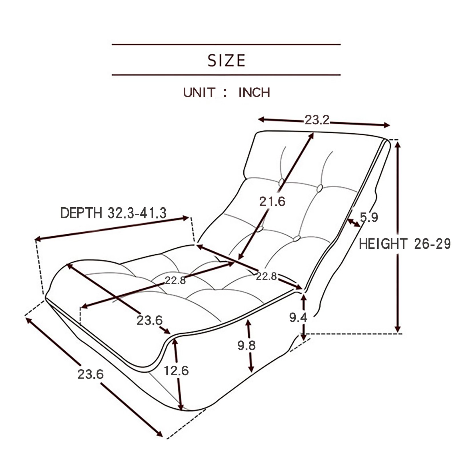 Japanese Reclining Lounge Chair — Sofá Individual Ajustável em Estilo Tatami para Sala, Quarto e Varanda - Image 5