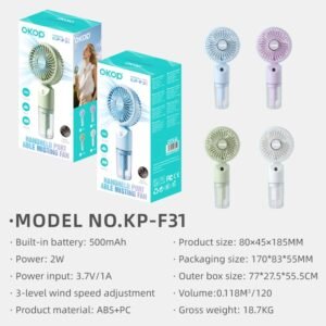 Ventilador Portátil KP‑F31 – Mini Fan USB com Spray - Image 6