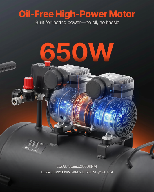 Compressor de Ar 8 Galões – 1 HP, Tanque em Aço, Sistema de Alta Pressão
