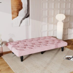 Velvet Pink Sofa Bed — Transformação Rápida de Sofá para Cama, Ideal para Salas, Apartamentos e Quartos - Image 5