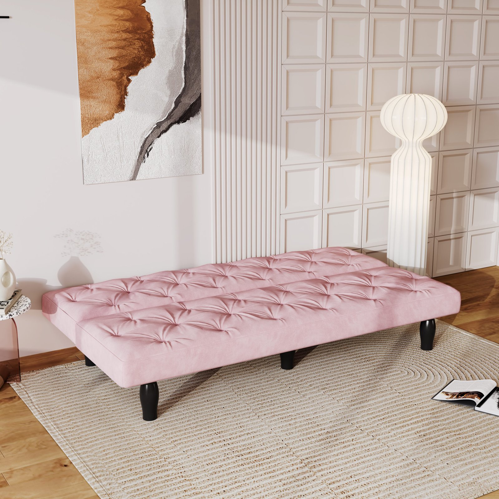 Velvet Pink Sofa Bed — Transformação Rápida de Sofá para Cama, Ideal para Salas, Apartamentos e Quartos - Image 5