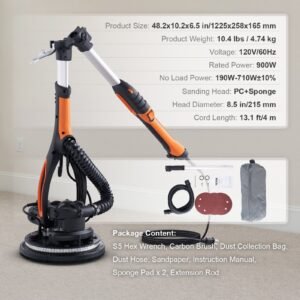 Lixadora de Drywall 900W – Motor Brushless, Velocidade Variável 800–1800 RPM, Sistema de Auto-Sucção - Image 4