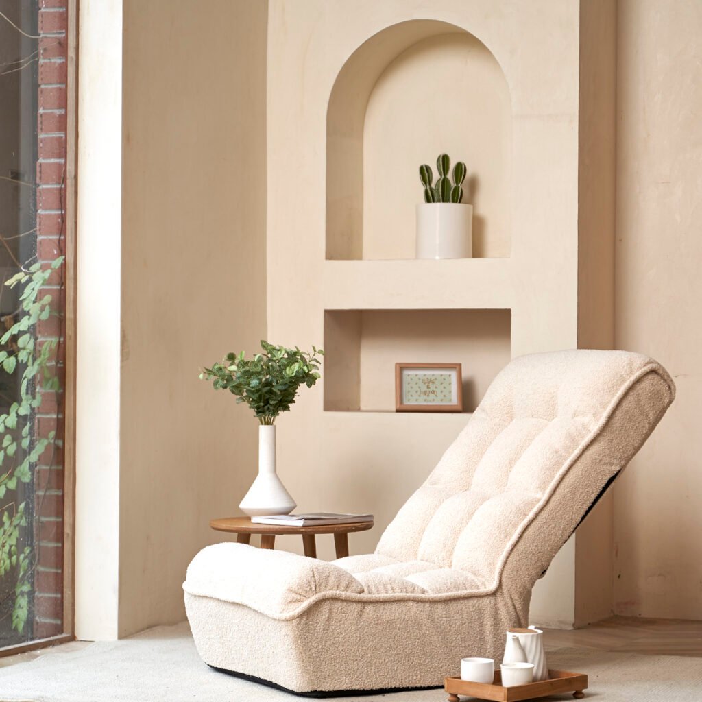 Japanese Reclining Lounge Chair — Sofá Individual Ajustável em Estilo Tatami para Sala, Quarto e Varanda